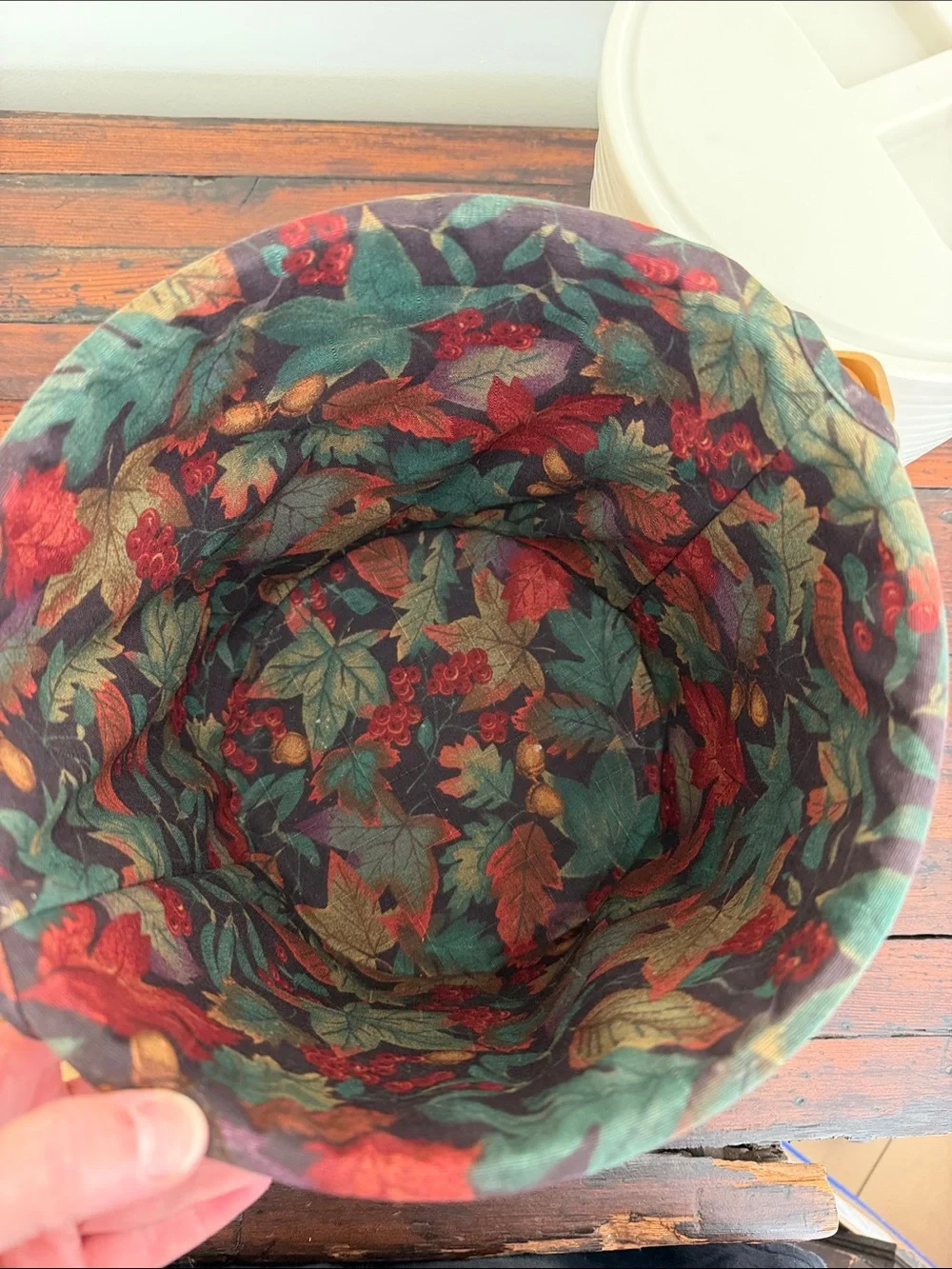 Vintage Longaberger Ice Bucket Basket With Fall Leaves Liner and Leaves Charm.